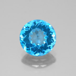 Topaze bleue naturelle coupe roude, 2,11 ct, VS