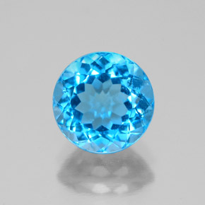 Topaze bleue naturelle coupe roude, 2,43 ct, VS-SI