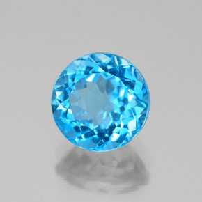 Topaze bleue naturelle coupe roude, 2,43 ct, VS-SI