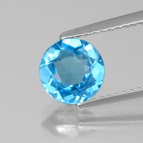 Topaze bleue naturelle coupe roude, 1,58 ct, VS