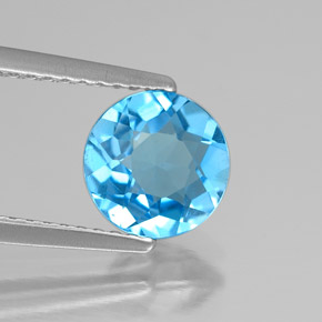 Topaze bleue naturelle coupe roude, 1,58 ct, VS