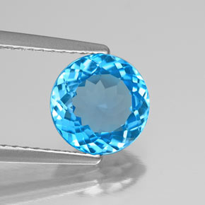 Topaze bleue naturelle coupe roude, 2,09 ct, VS