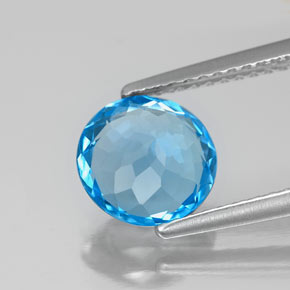 Topaze bleue naturelle coupe roude, 2,09 ct, VS