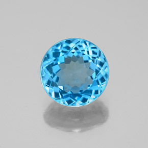 Topaze bleue naturelle coupe roude, 2,15 ct, VVS-VS
