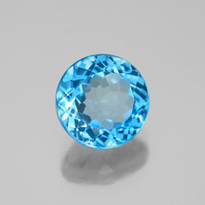 Topaze bleue naturelle coupe roude, 2,15 ct, VVS-VS