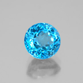Topaze bleue naturelle coupe roude, 1,94 ct, VS