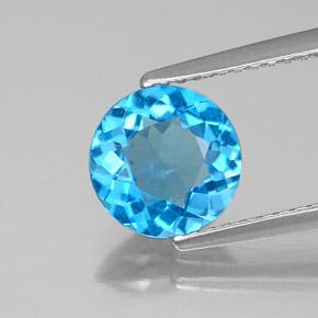 Topaze bleue naturelle coupe roude, 1,68 ct, VS