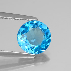 Topaze bleue naturelle coupe roude, 1,68 ct, VS