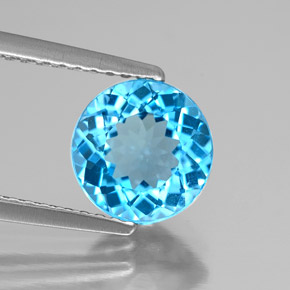 Topaze bleue naturelle coupe roude, 2,12 ct, VVS-VS