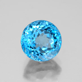 Topaze bleue naturelle coupe roude, 2,78 ct, VVS