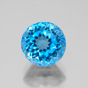 Topaze bleue naturelle coupe roude, 2,92 ct, VS