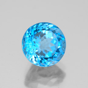Topaze bleue naturelle coupe roude, 2,92 ct, VS