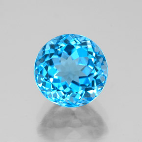 Topaze bleue naturelle coupe roude, 2,85 ct, VS