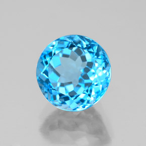 Topaze bleue naturelle coupe roude, 2,85 ct, VS