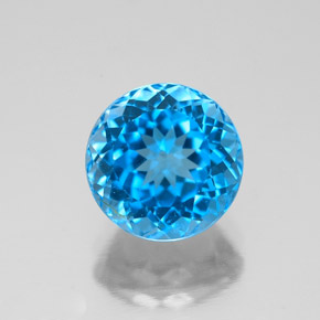 Topaze bleue naturelle coupe roude, 2,78 ct, VS-SI
