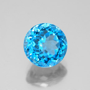 Topaze bleue naturelle coupe roude, 2,78 ct, VS-SI