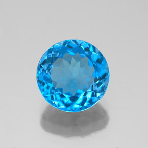 Topaze bleue naturelle coupe roude, 2,54 ct, VVS