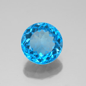 Topaze bleue naturelle coupe roude, 2,54 ct, VVS