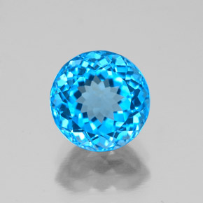 Topaze bleue naturelle coupe roude, 2,64 ct, VVS