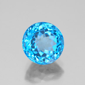 Topaze bleue naturelle coupe roude, 2,64 ct, VVS
