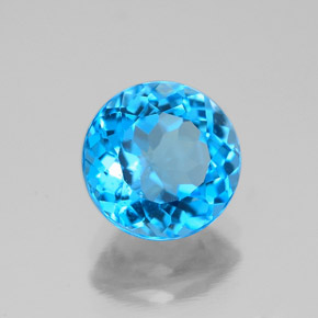 Topaze bleue naturelle coupe roude, 2,53 ct, VS