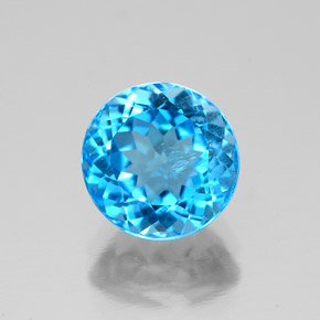 Topaze bleue naturelle coupe roude, 2,61 ct, VS-SI