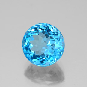 Topaze bleue naturelle coupe roude, 2,61 ct, VS-SI
