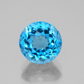 Topaze bleue naturelle coupe roude, 2,56 ct, VVS-VS