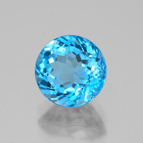 Topaze bleue naturelle coupe roude, 2,56 ct, VVS-VS