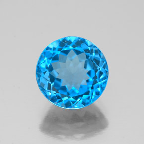 Topaze bleue naturelle coupe roude, 2,67 ct, VS