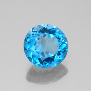 Topaze bleue naturelle coupe roude, 2,26 ct, VS