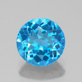Topaze bleue naturelle coupe roude, 1,87 ct, VVS-VS