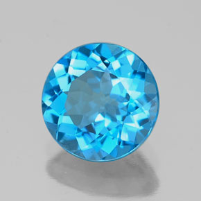 Topaze bleue naturelle coupe roude, 1,87 ct, VVS-VS