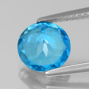 Topaze bleue naturelle coupe roude, 1,87 ct, VVS-VS