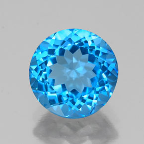 Topaze bleue naturelle coupe roude, 2,32 ct, VS