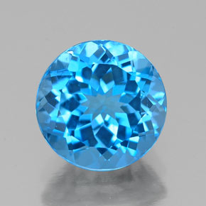 Topaze bleue naturelle coupe roude, 2,44 ct, VVS-VS