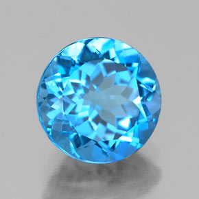 Topaze bleue naturelle coupe roude, 2,44 ct, VVS-VS