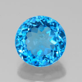 Topaze bleue naturelle coupe roude, 2,47 ct, VS