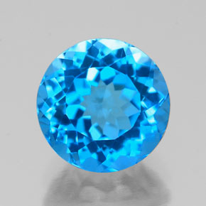 Topaze bleue naturelle coupe roude, 2,62 ct, VS