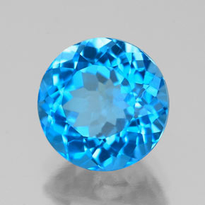 Topaze bleue naturelle coupe roude, 2,62 ct, VS