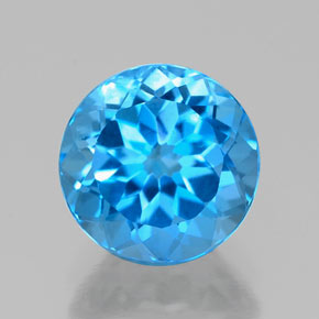 Topaze bleue naturelle coupe roude, 2,54 ct, VS