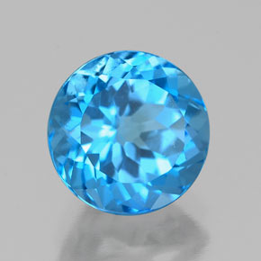 Topaze bleue naturelle coupe roude, 2,54 ct, VS