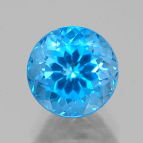 Topaze bleue naturelle coupe roude, 2,76 ct, VS