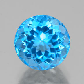 Topaze bleue naturelle coupe roude, 2,88 ct, VVS