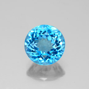 Topaze bleue naturelle coupe roude, 2,39 ct, VS