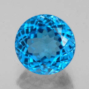 Topaze bleue naturelle coupe roude, 2,55 ct, VS