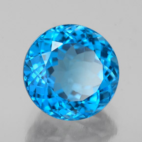Topaze bleue naturelle coupe roude, 2,55 ct, VS