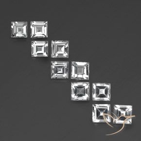 7.62ctw Naturel Blanc clair Topaze, Carré, VVS-VS