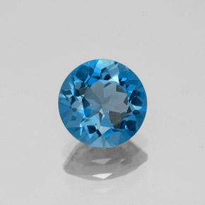 Topaze bleue naturelle coupe roude, 2,03 ct, VS