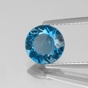 Topaze bleue naturelle coupe roude, 2,06 ct, VVS